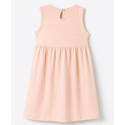 Babyhug 100% Cotton Single Jersey Knit Sleeveless One Piece Dress with Polka Dots Print - Peach