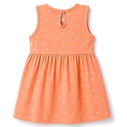 Babyhug 100% Cotton Knit Sleeveless Printed Frock - Orange