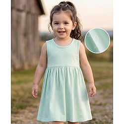 Babyhug 100% Cotton Knit Sleeveless Hearts Printed Frock - Light Green