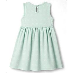 Babyhug 100% Cotton Knit Sleeveless Hearts Printed Frock - Light Green