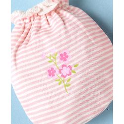 Babyhug 100% Cotton Interlock Knit Mittens & Booties With Floral Print - Pink