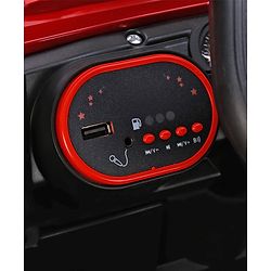 Babyhug Battery Operated Ride On Jeep with Music & LED Lights - Red| USB & AUX Connectivity| Push Button Start| Rechargeable Battery| 3 to 8 Years Boys & Girls| Remote Control| Forward & Reverse
