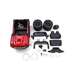 Babyhug Battery Operated Ride On Jeep with Music & LED Lights - Red| USB & AUX Connectivity| Push Button Start| Rechargeable Battery| 3 to 8 Years Boys & Girls| Remote Control| Forward & Reverse