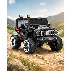 Babyhug Battery Operated Ride On Jeep with Music & LED Lights - Red| USB & AUX Connectivity| Push Button Start| Rechargeable Battery| 3 to 8 Years Boys & Girls| Remote Control| Forward & Reverse