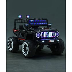 Babyhug Battery Operated Ride On Jeep with Music & LED Lights - Red| USB & AUX Connectivity| Push Button Start| Rechargeable Battery| 3 to 8 Years Boys & Girls| Remote Control| Forward & Reverse