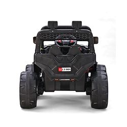 Babyhug Battery Operated Ride On Jeep with Music & LED Lights - Red| USB & AUX Connectivity| Push Button Start| Rechargeable Battery| 3 to 8 Years Boys & Girls| Remote Control| Forward & Reverse