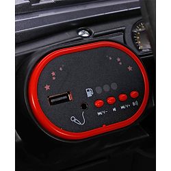 Babyhug Battery Operated Ride On Jeep with Music & LED Lights - Red| USB & AUX Connectivity| Push Button Start| Rechargeable Battery| 3 to 8 Years Boys & Girls| Remote Control| Forward & Reverse
