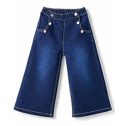 Babyhug Denim Full Length Washed Jeans with Stretch - Blue