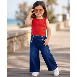 Babyhug Denim Full Length Washed Jeans with Stretch - Blue