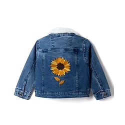 Babyhug Cotton Lycra Denim Jacket with Full Sleeves & Floral Embroidery - Light Blue