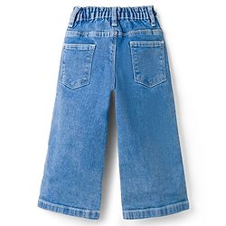 Babyhug Cotton Lycra Full Length Washed Jeans With Stretch & Tape Detailing - Blue