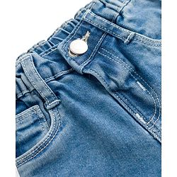 Babyhug Cotton Lycra Full Length Washed Jeans With Stretch & Tape Detailing - Blue