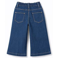 Babyhug Cotton Lycra Denim Floral Embroidered Washed Jeans With Stretch - Blue