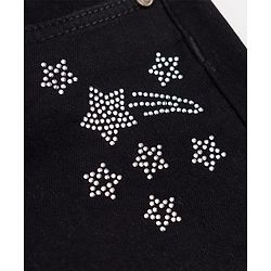 Babyhug Denim Full Length Jeans with Star Embellishment - Black