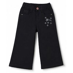 Babyhug Denim Full Length Jeans with Star Embellishment - Black