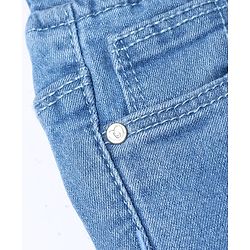 Babyhug Denim Full Length Washed Jeans with Hearts Embroidery in Light/Sky Blue