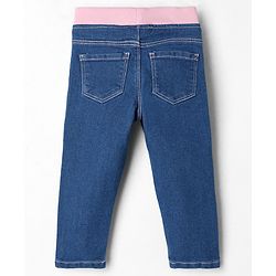 Babyhug Denim Full Length Ribbed Waist Jeans With Stretch - Navy Blue