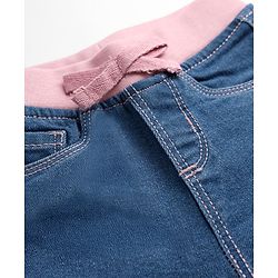 Babyhug Denim Full Length Ribbed Waist Jeans With Stretch - Navy Blue