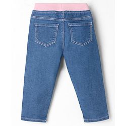 Babyhug Denim Full Length Ribbed Waist Jeans With Stretch - Navy Blue