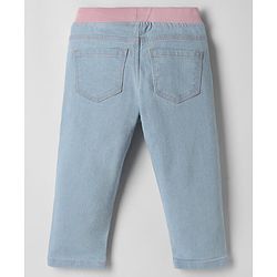 Babyhug Denim Full Length Ribbed Waist Jeans With Stretch - Navy Blue