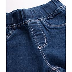 Babyhug Denim Full Length Skinny Fit Jeggings With Stretch - Light Blue