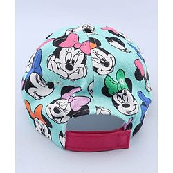Babyhug Disney Cotton Woven  Summer Cap With Minnie Mouse Graphics Sea Green - Diameter 18 cm