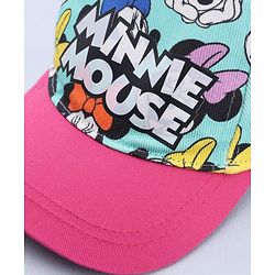 Babyhug Disney Cotton Woven  Summer Cap With Minnie Mouse Graphics Sea Green - Diameter 18 cm