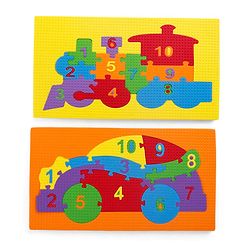 Babyhug Early Learning Educational Foam Number Puzzle Set - Car & Engine Theme| Pack of 2| Colourful Number Recognition Puzzle| Preschool Learning Toy| Fine Motor Skills & Brain Development