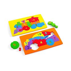 Babyhug Early Learning Educational Foam Number Puzzle Set - Car & Engine Theme| Pack of 2| Colourful Number Recognition Puzzle| Preschool Learning Toy| Fine Motor Skills & Brain Development