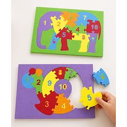 Babyhug Early Learning Educational Foam Number Puzzle Set - Car & Engine Theme| Pack of 2| Colourful Number Recognition Puzzle| Preschool Learning Toy| Fine Motor Skills & Brain Development