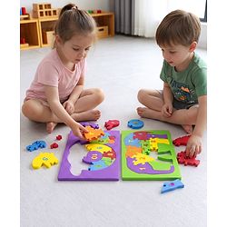 Babyhug Early Learning Educational Foam Number Puzzle Set - Car & Engine Theme| Pack of 2| Colourful Number Recognition Puzzle| Preschool Learning Toy| Fine Motor Skills & Brain Development