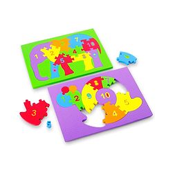 Babyhug Early Learning Educational Foam Number Puzzle Set - Car & Engine Theme| Pack of 2| Colourful Number Recognition Puzzle| Preschool Learning Toy| Fine Motor Skills & Brain Development