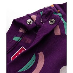 Babyhug 100% Cotton Knit Half Sleeves T-Shirt & Pyjama Night Suit With Rainbow & Floral Print - Purple