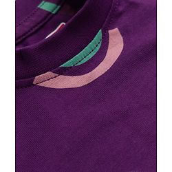 Babyhug 100% Cotton Knit Half Sleeves T-Shirt & Pyjama Night Suit With Rainbow & Floral Print - Purple