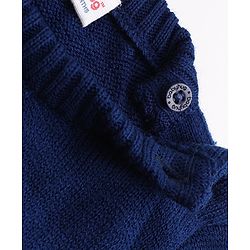 Babyhug Knit Sweater and Pants Set with Full Sleeves and Bear Placement Design in Navy Blue for 0-3 Months
