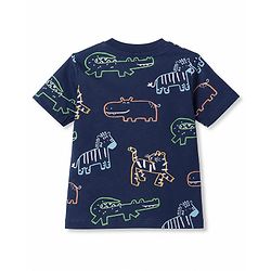 Babyhug 100% Cotton Knit Half Sleeves Co-Ords T-Shirt & Pajama Night Suit with Dino Print -Navy