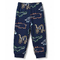 Babyhug 100% Cotton Knit Half Sleeves Co-Ords T-Shirt & Pajama Night Suit with Dino Print -Navy