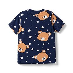 Babyhug 100% Cotton Knit Half Sleeves Co-Ords T-Shirt & Pajama Night Suit with Bear Print -Navy