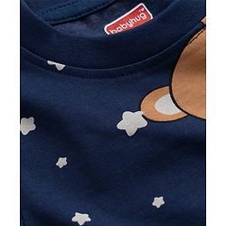 Babyhug 100% Cotton Knit Half Sleeves Co-Ords T-Shirt & Pajama Night Suit with Bear Print -Navy