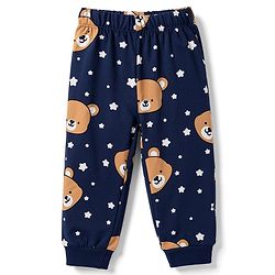 Babyhug 100% Cotton Knit Half Sleeves Co-Ords T-Shirt & Pajama Night Suit with Bear Print -Navy
