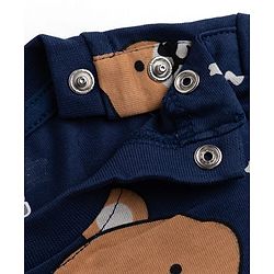 Babyhug 100% Cotton Knit Half Sleeves Co-Ords T-Shirt & Pajama Night Suit with Bear Print -Navy