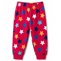 Babyhug 100% Cotton Knit Half Sleeves Star Printed Co-Ords T-Shirt & Pyjama Night Suit - Red