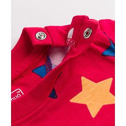 Babyhug 100% Cotton Knit Half Sleeves Star Printed Co-Ords T-Shirt & Pyjama Night Suit - Red