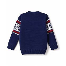 Babyhug Knit Full Sleeves Sweater Set with Abstract Design - Navy Blue