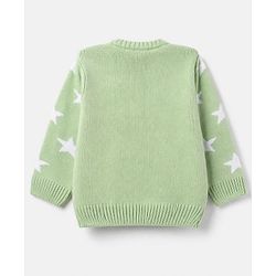 Babyhug Knit Sweater and Pant with Full Sleeves and Star Design in Limegreen