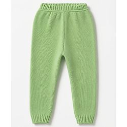 Babyhug Knit Sweater and Pant with Full Sleeves and Star Design in Limegreen