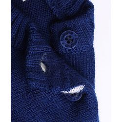 Babyhug Knit Full Sleeves Sweater Set with Star Design - Navy Blue