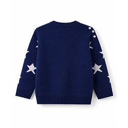 Babyhug Knit Full Sleeves Sweater Set with Star Design - Navy Blue