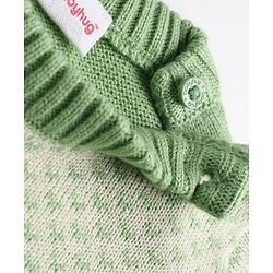 Babyhug Knit Full Sleeves Sweater Set with Floral & Heart Design - Green