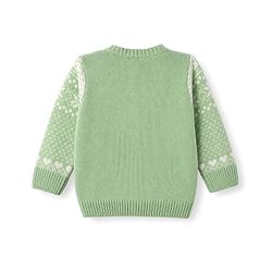 Babyhug Knit Full Sleeves Sweater Set with Floral & Heart Design - Green